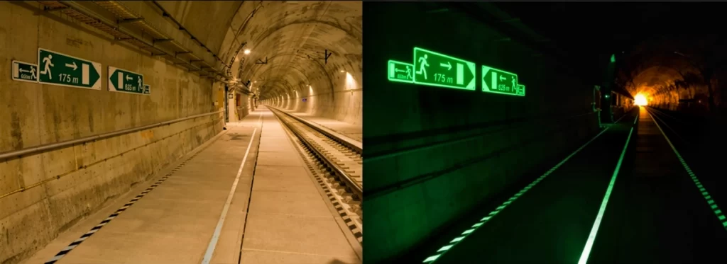 EVERYGLOW Photoluminescent tunnel sign application