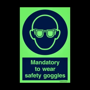 Photoluminescent mandatory signs for safety instruction