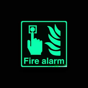 photoluminescent fire alarm signage for safety escape