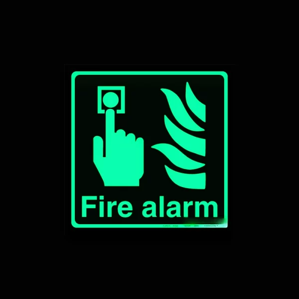 photoluminescent fire alarm signage for safety escape