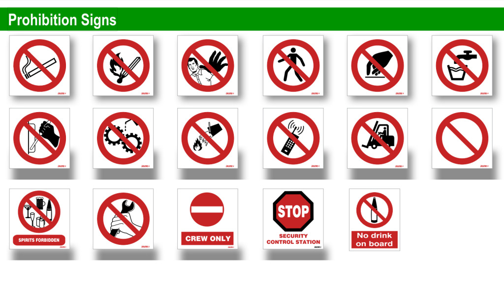 photoluminescent prohibition signs