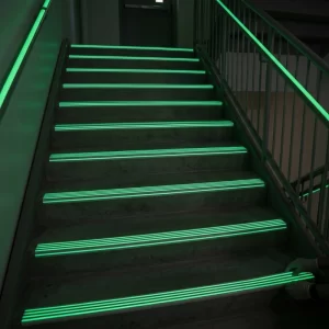 EVERYGLOW® Photoluminescent Stair Nosing with glow in the dark safety edge for stairway visibility